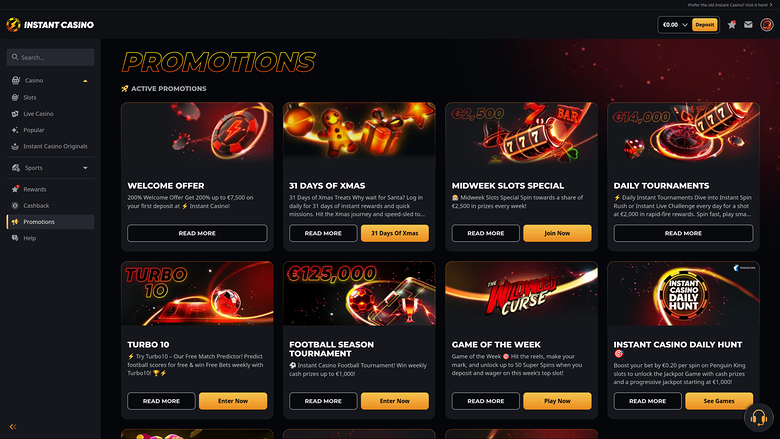 Instant Casino Desktop Promotions