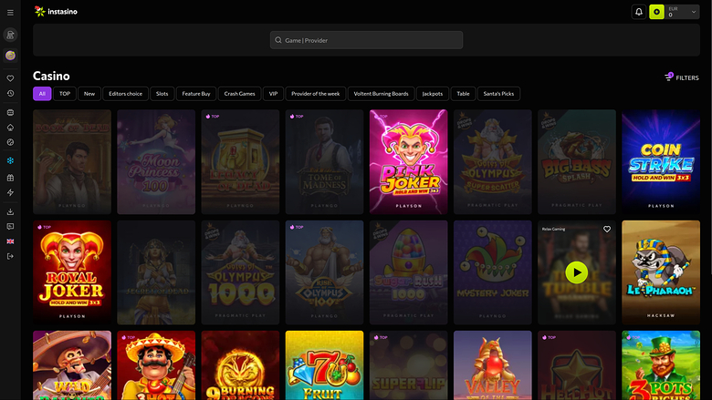 Instasino Casino Desktop Games