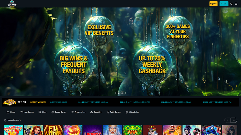 Island Reels Casino Desktop Homepage
