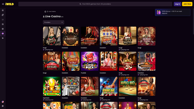 iWild Casino Desktop Live Dealer