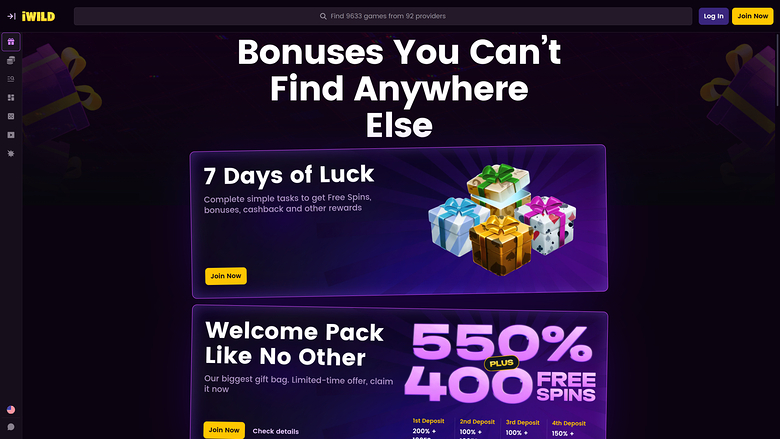iWild Casino Desktop Promotions