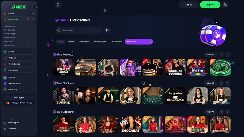 Jack Casino Desktop Live Dealer