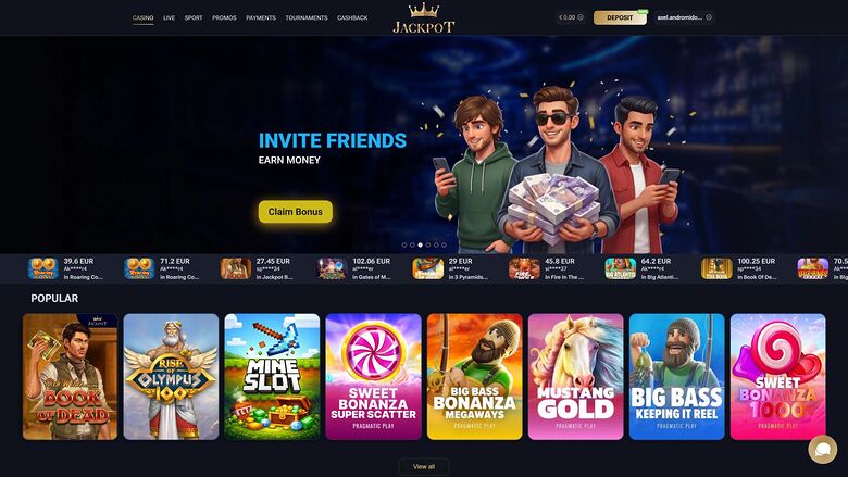 Jack-Pot Casino Desktop Homepage