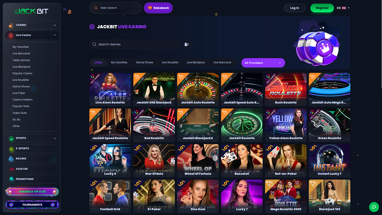 Jackbit Casino Live Dealer Desktop