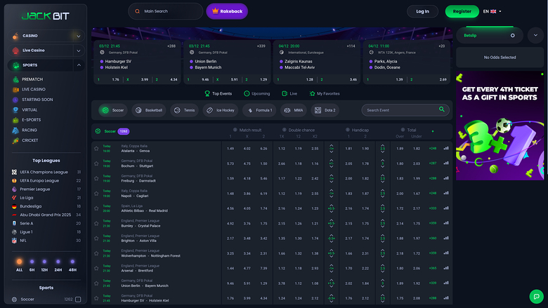 Jackbit Casino Sports Desktop