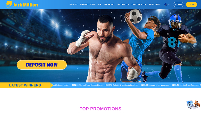 Jackmilion Casino Desktop Homepage