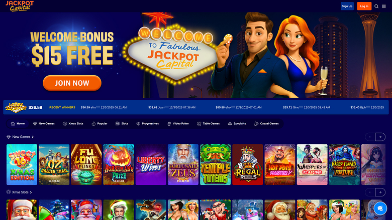 Jackpot Capital Homepage Desktop