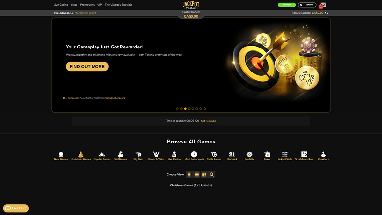 Jackpot Village Casino Desktop Homepage