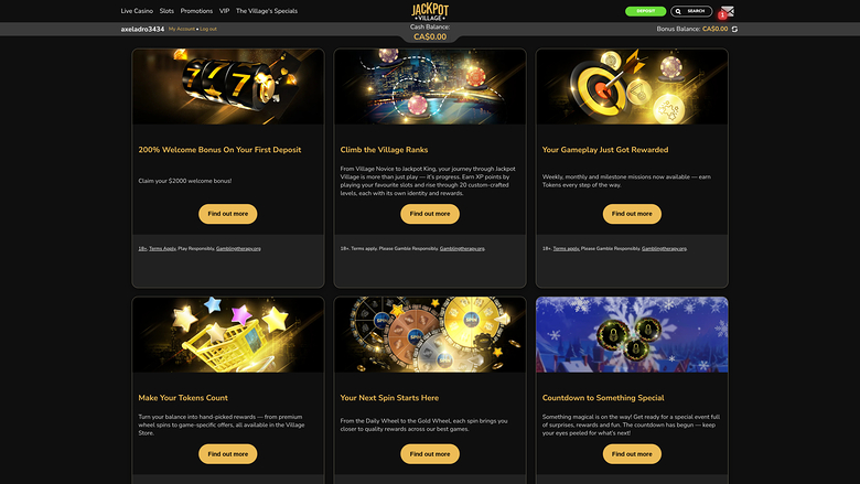 Jackpot Village Casino Desktop Promotions