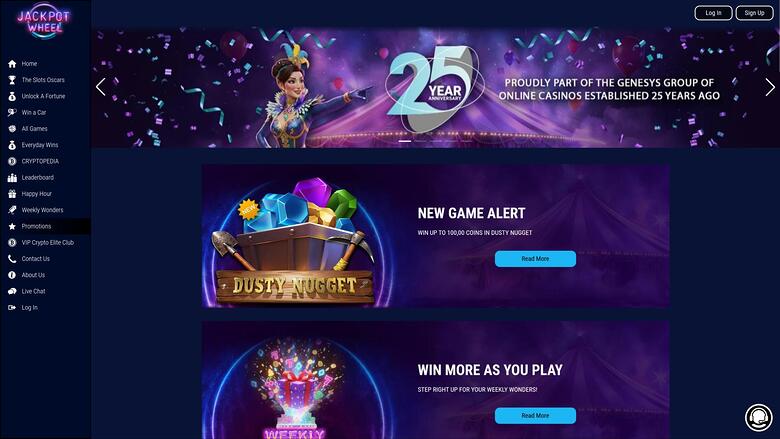 Jackpot Wheel Casino Desktop Promotions