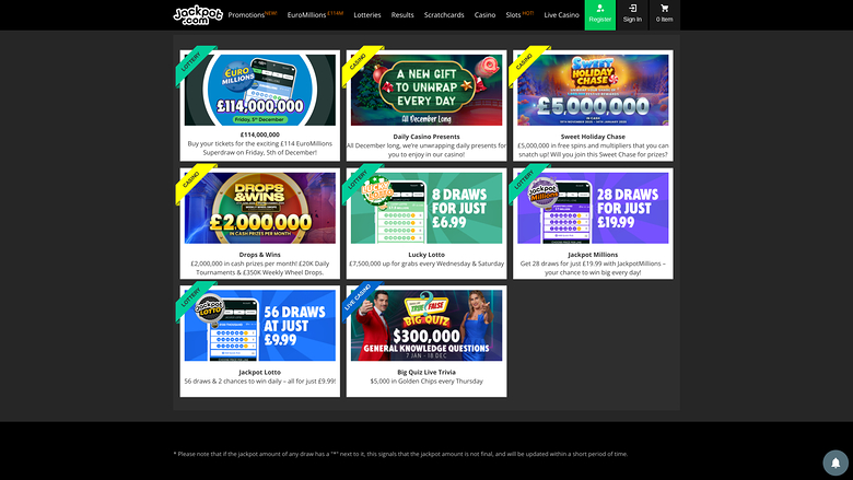 Jackpot.com Casino Promotions Desktop