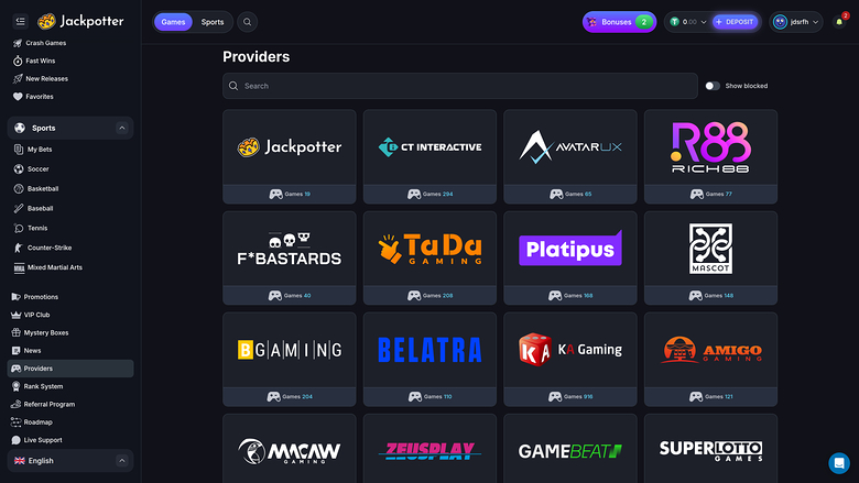 Jackpotter Casino Game Developers Desktop