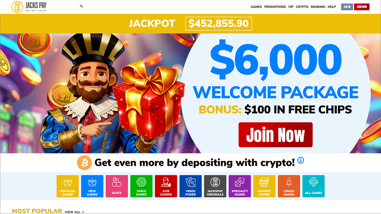 JacksPay Casino Desktop Homepage