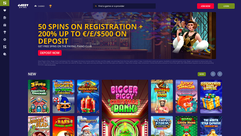 Jazzy Spins Casino Desktop Homepage