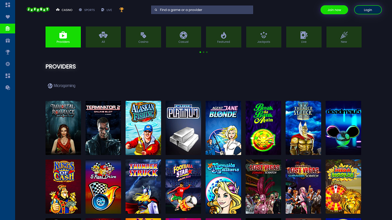 Jeffbet Casino Game Developers Desktop