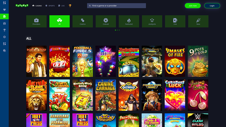 Jeffbet Casino Games Desktop