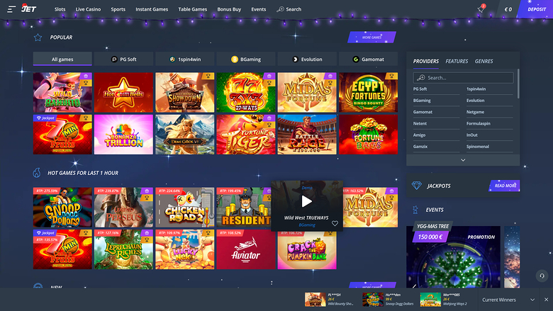 Jet Casino Games Desktop