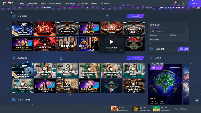 Jet Casino Live Dealer Desktop