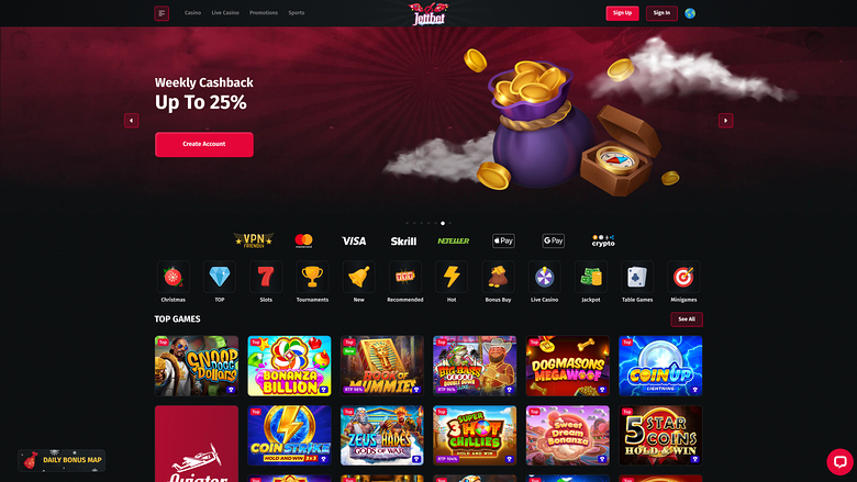 Jettbet Casino Desktop Homepage