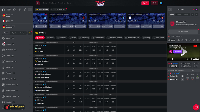 Jettbet Casino Desktop Sports