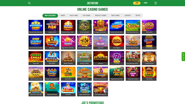 Joe Fortune Casino Games Desktop