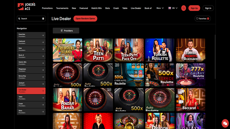 Live Dealer screenshot of Joker's Ace Casino for Desktop