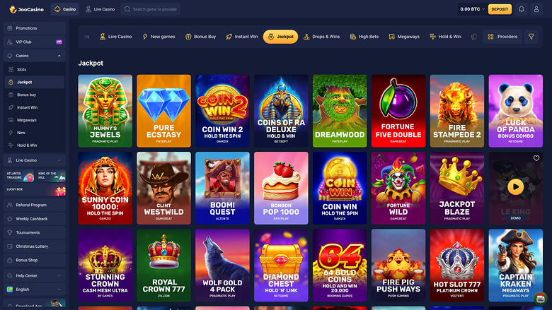 Joo Casino Desktop jackpot