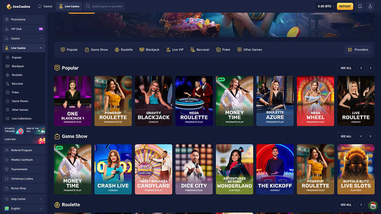Joo Casino Desktop Live dealer
