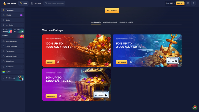 Joo Casino Desktop Promotions