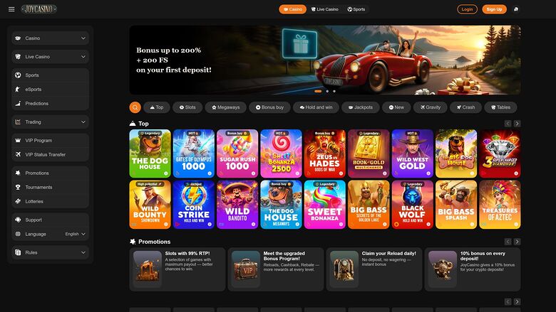 Joy Casino Desktop Homepage