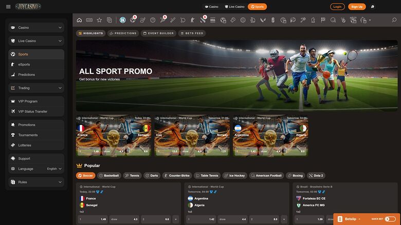 Joy Casino Desktop Live Sports