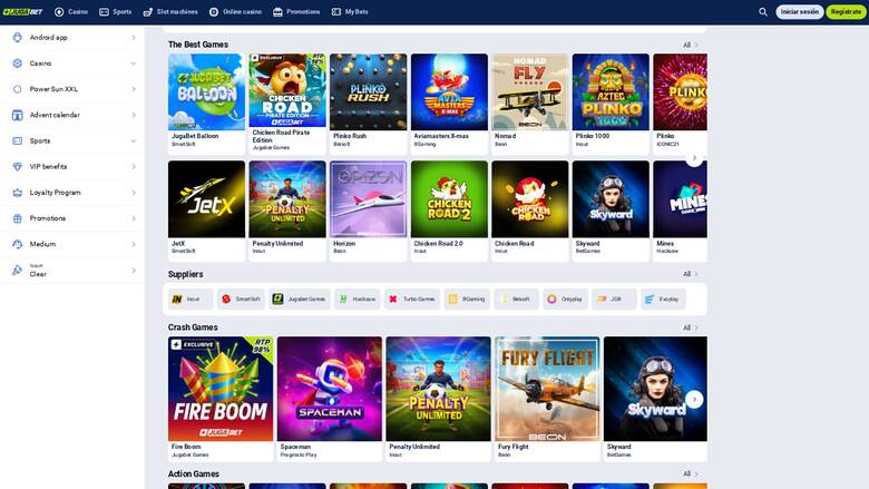 Games page screenshot of Jugabet Casino