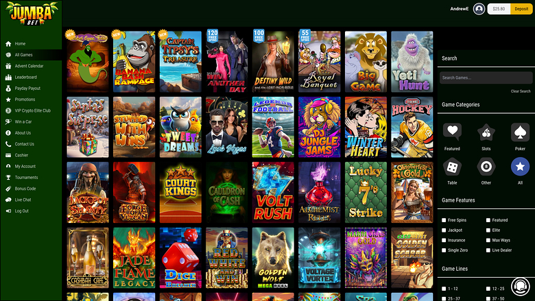 Jumba Bet Casino Desktop Games
