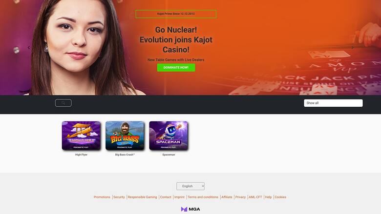 Kajot Casino Crash Games Desktop