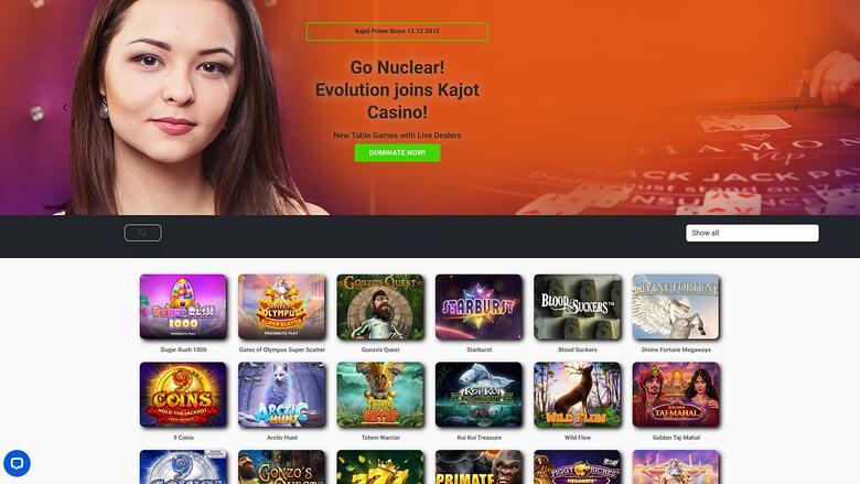 Kajot Casino Homepage Desktop
