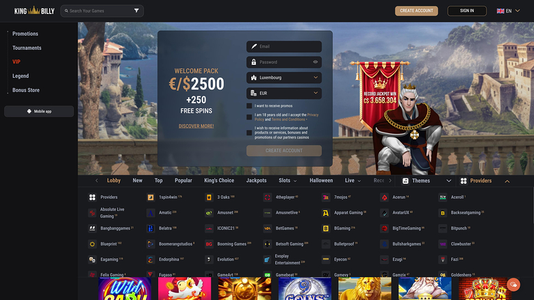King Billy Casino Game Developers Desktop