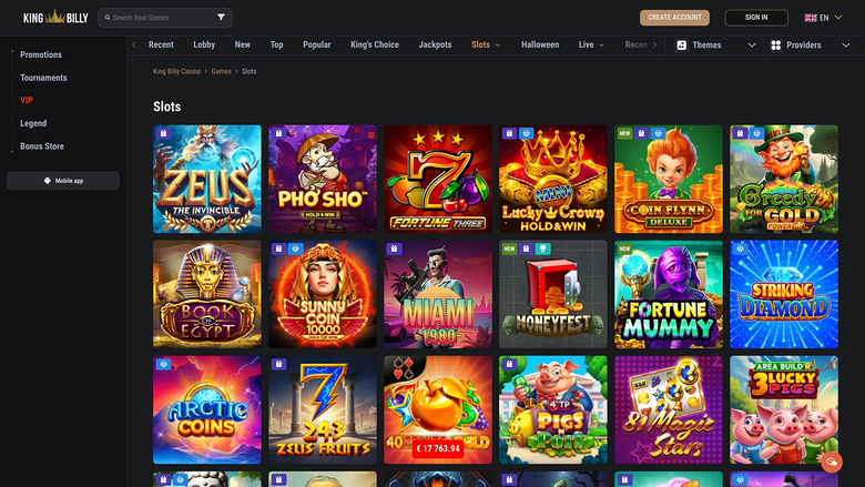 King Billy Casino Games Desktop