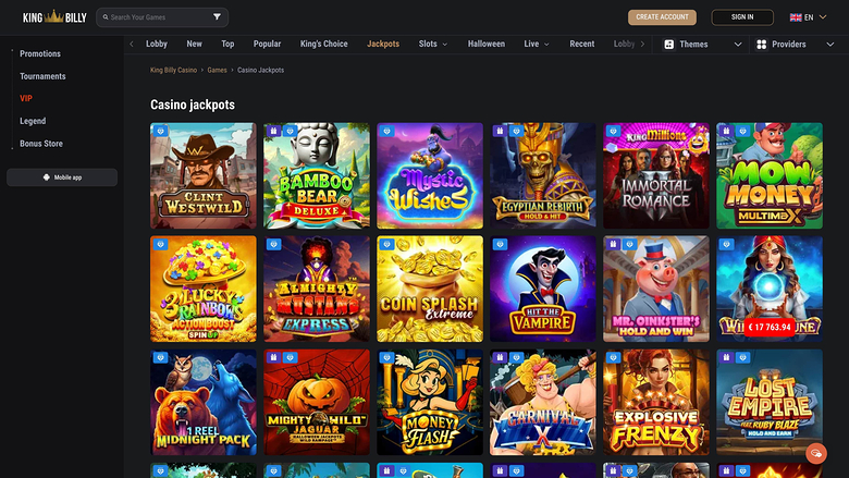 King Billy Casino Jackpot Desktop