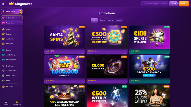 Kingmaker Casino Desktop Promotions