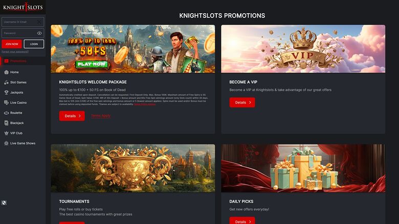 Knightslots Desktop Promotions