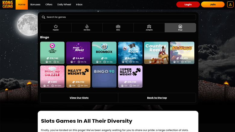 Kong Casino Desktop Bingo