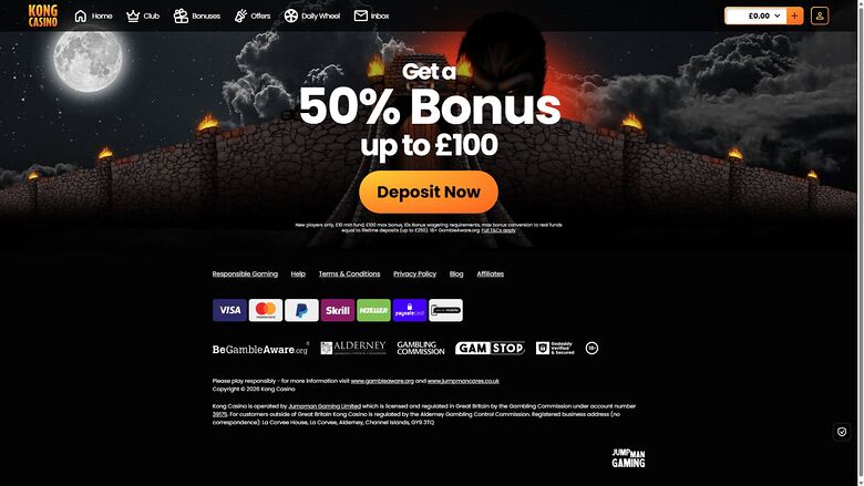 Kong Casino Desktop Homepage