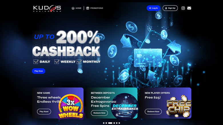 Kudos Casino Desktop Homepage