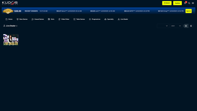Kudos Casino Desktop Live Dealer