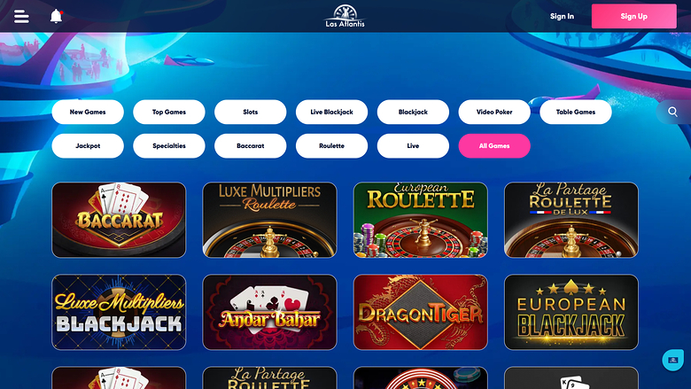 Las Atlantis Casino Desktop Games