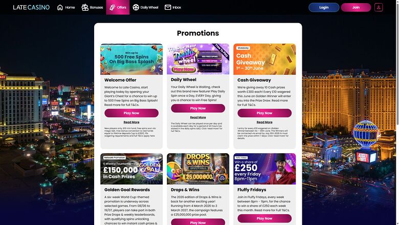 Late Casino Desktop Promotions