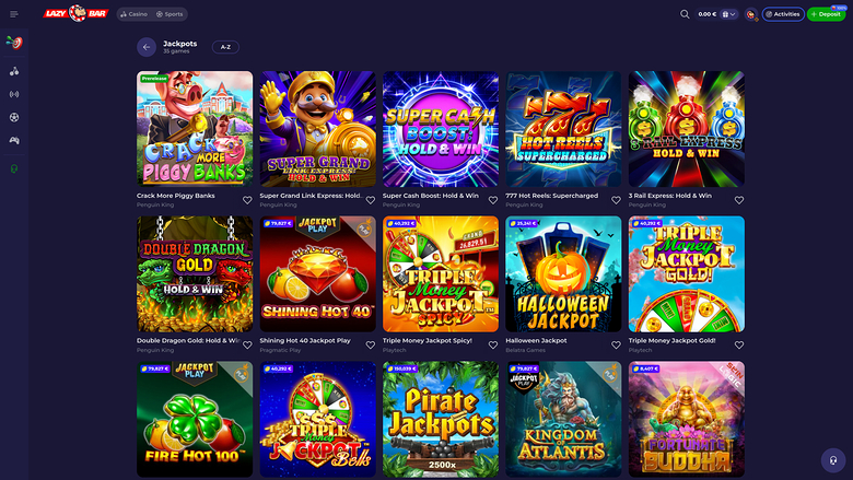Lazybar Casino Desktop Jackpot