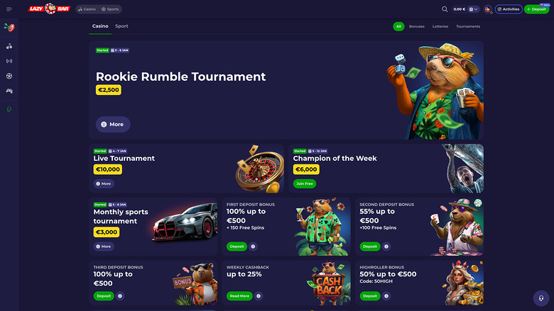 Lazybar Casino Desktop Promotions