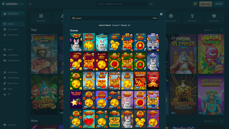 Legend Play Casino Desktop Jackpot