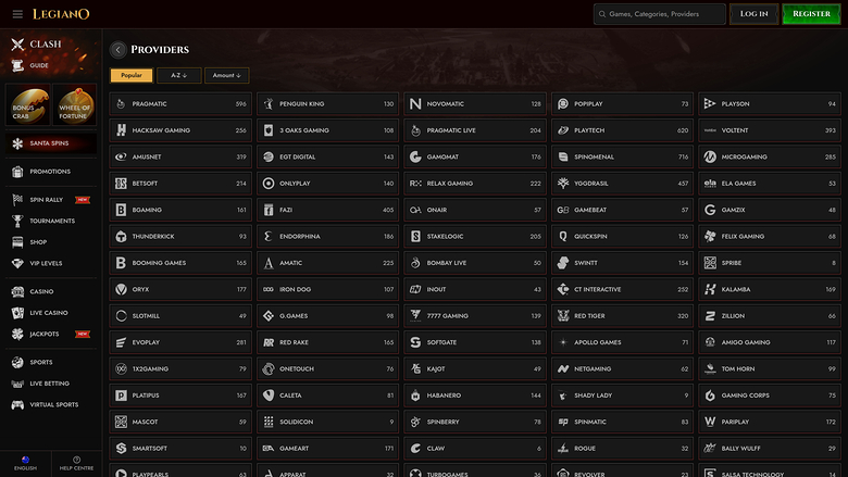 Legiano Casino Desktop Game Developers
